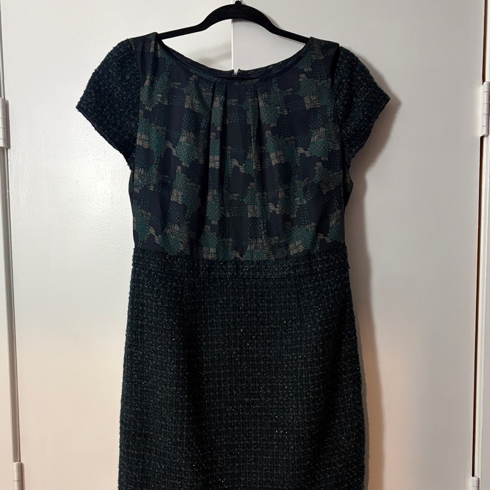 Talbots Elegant Black and Green Midi Dress